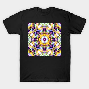 Psychedelic Flowers Mirror Pattern T-Shirt